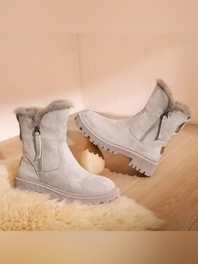 Round Toe Side Zipper Boots